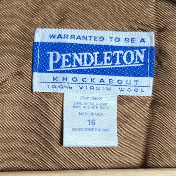 Pendleton 100% Wool Size 16 Red Vest Virgin Red & Green Plaid - Picture 3 of 5